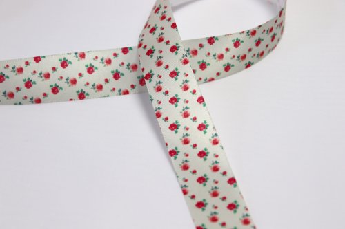 Satinband Blumen - Hoodieband - kiesel - 25 mm